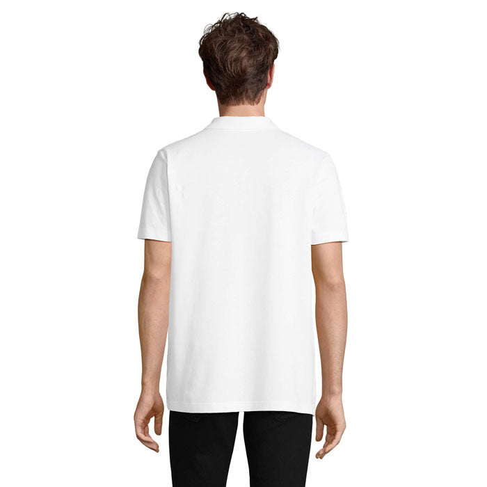 PULSE - PULSE UNISEX POLO vista trasera de camiseta blanca 100% algodón con mangas cortas.