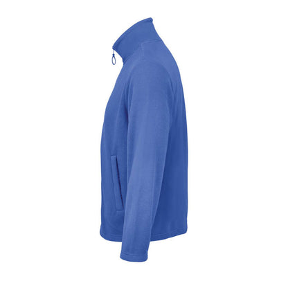 Sudadera micropolar unisex azul vista lateral perfil