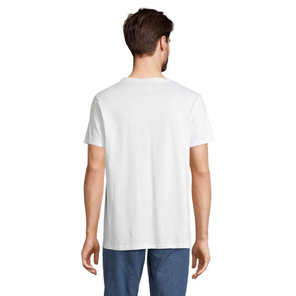 Camiseta blanca cuello pico vista frontal relajada