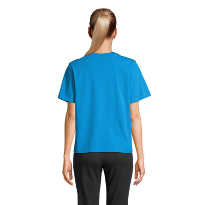 Camiseta mujer blanca vista trasera con modelo