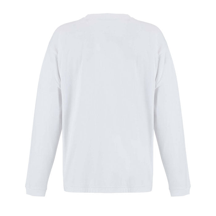 Vista posterior de camiseta unisex oversize en color blanco, LEGACY LSL - LEGACY LSL CAMISETA 220g.