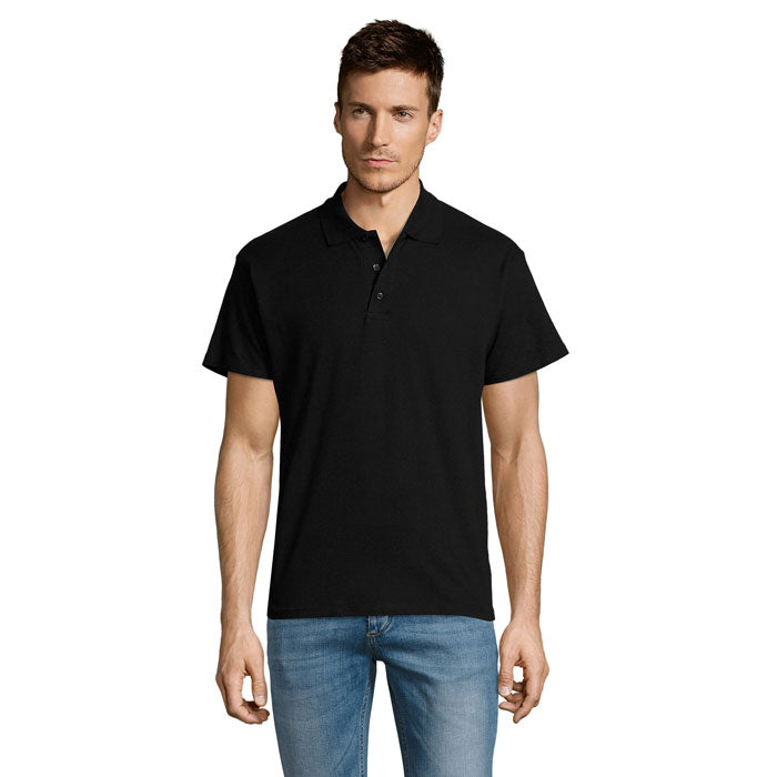 SUMMER II - SUMMER II MEN Polo 170g en color negro, con cuello y mangas cortas, modelo informal masculino.