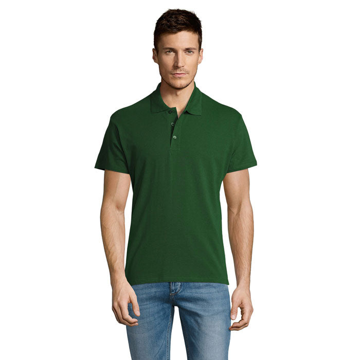 SUMMER II - SUMMER II MEN Polo 170g en color verde, modelo de hombre con mangas cortas y cuello de canalé.