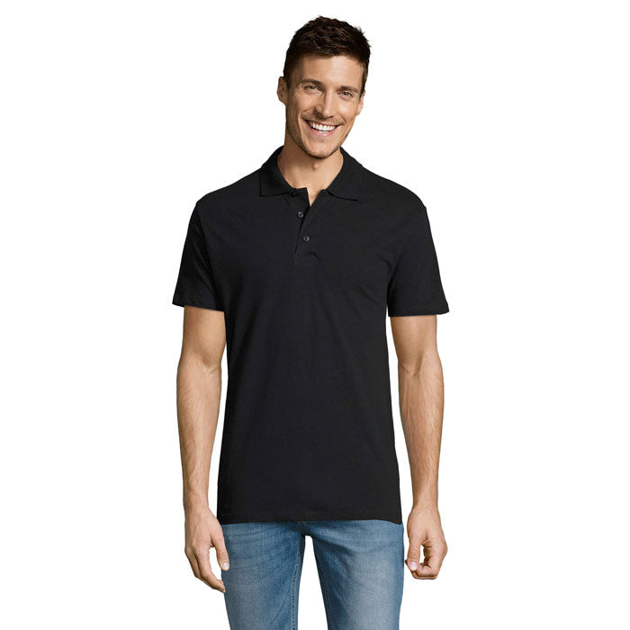 SUMMER II - SUMMER II MEN Polo 170g en color negro, con cuello de canalé y mangas cortas para hombre.