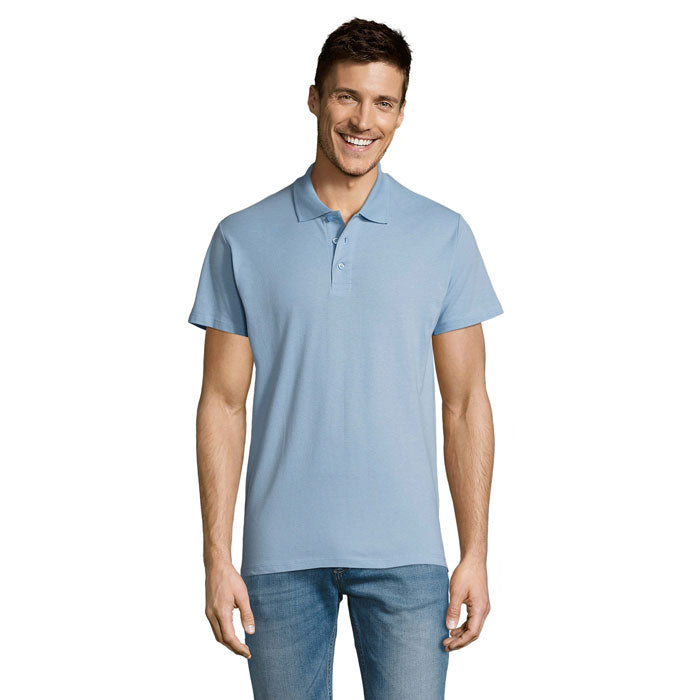 SUMMER II - SUMMER II MEN Polo 170g modelo en color azul claro, con cuello de canalé y mangas cortas.