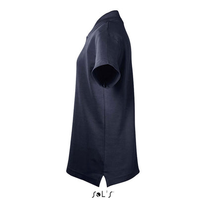 Polo negro infantil de manga corta visto de lado sin modelo