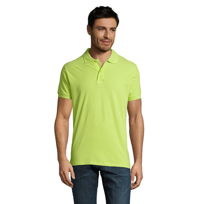 Imagen posterior de polo masculino verde lima con corte recto
