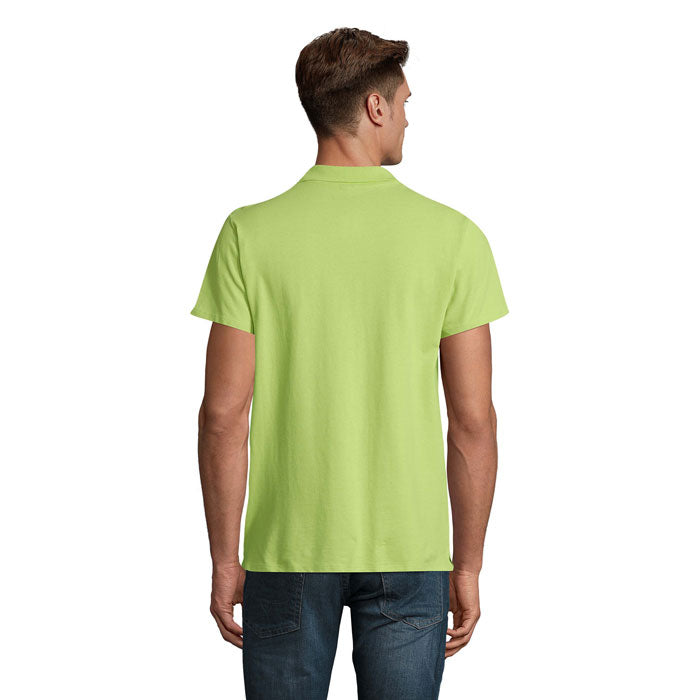 SPRING II - SPRING II MEN Polo 210g visto desde atrás en color verde claro, diseño de cuello clásico y mangas cortas.