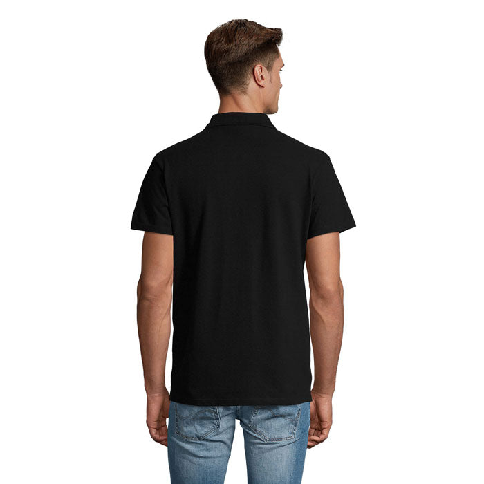 SPRING II - SPRING II MEN Polo 210g, vista trasera de polo negro, diseño clásico de manga corta.