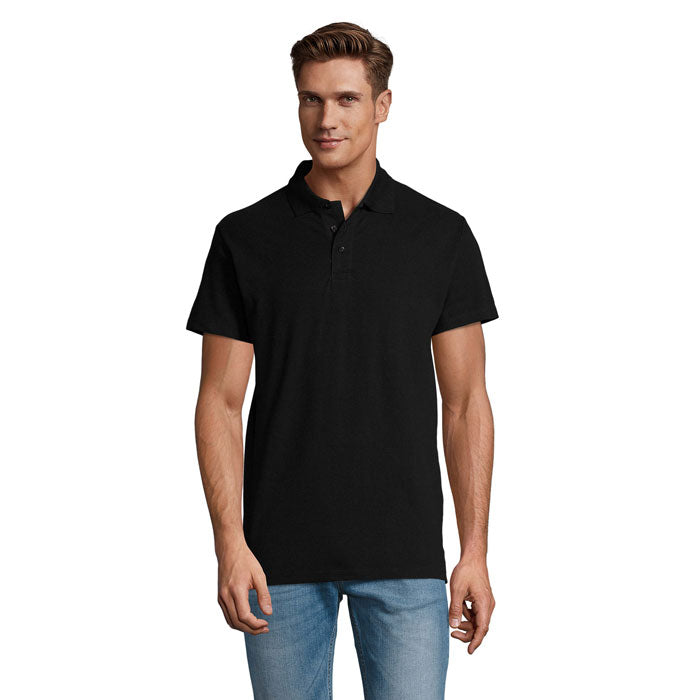 SPRING II - SPRING II MEN Polo 210g, polo piqué negro para hombre, estilo casual y cómodo.