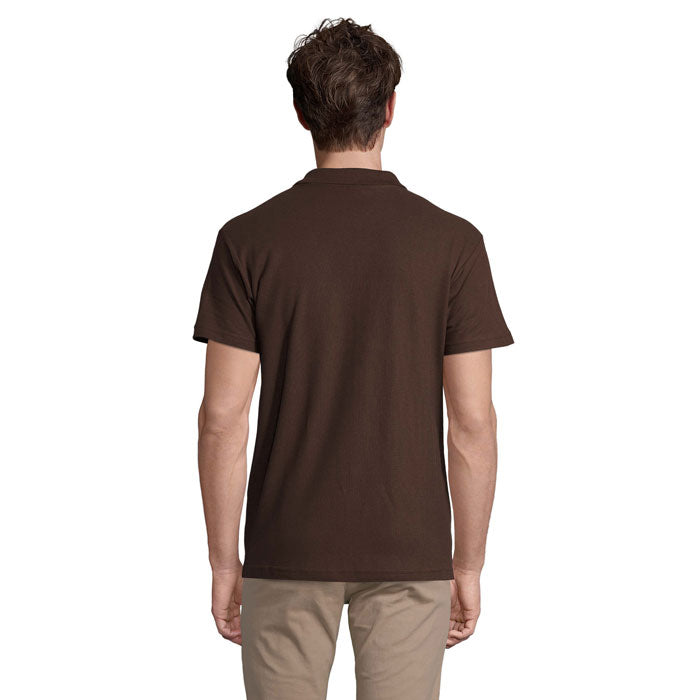 SPRING II - SPRING II MEN Polo 210g vista trasera del polo en color marrón