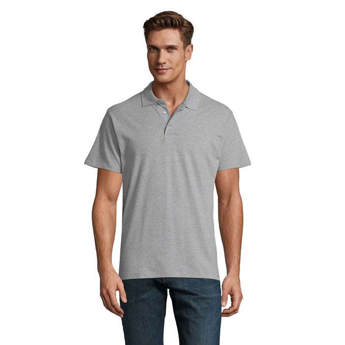 SPRING II - SPRING II MEN Polo 210g modelo gris en hombre, tejido 100% algodón, cuello acanalado y costura reforzada.