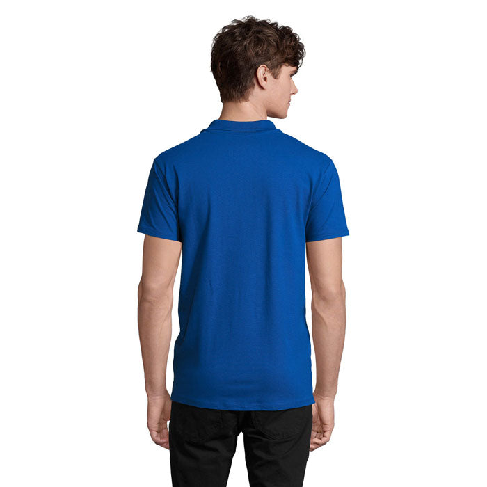 SPRING II - SPRING II MEN Polo 210g visto desde atrás, color azul, diseño clásico de polo.