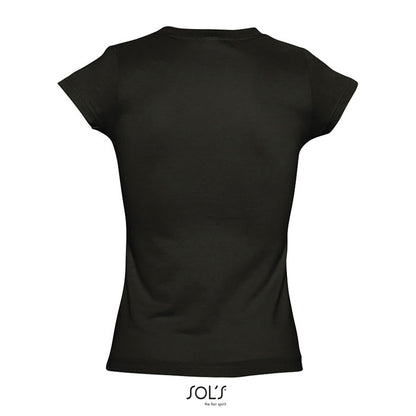 Camiseta de mujer negra, espalda sin estampado ni costuras visibles
