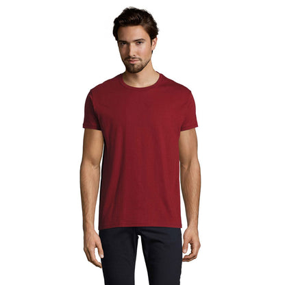 Vista trasera de camiseta azul atolón unisex, corte limpio sin costuras