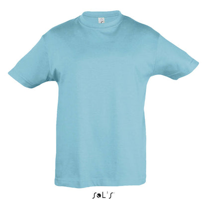 Camiseta de niño en verde manzana, vista frontal