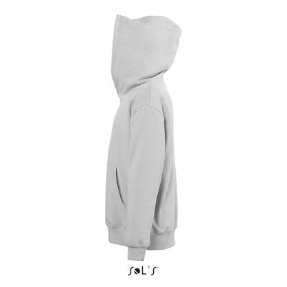 Sudadera negra con capucha, vista lateral sin modelo